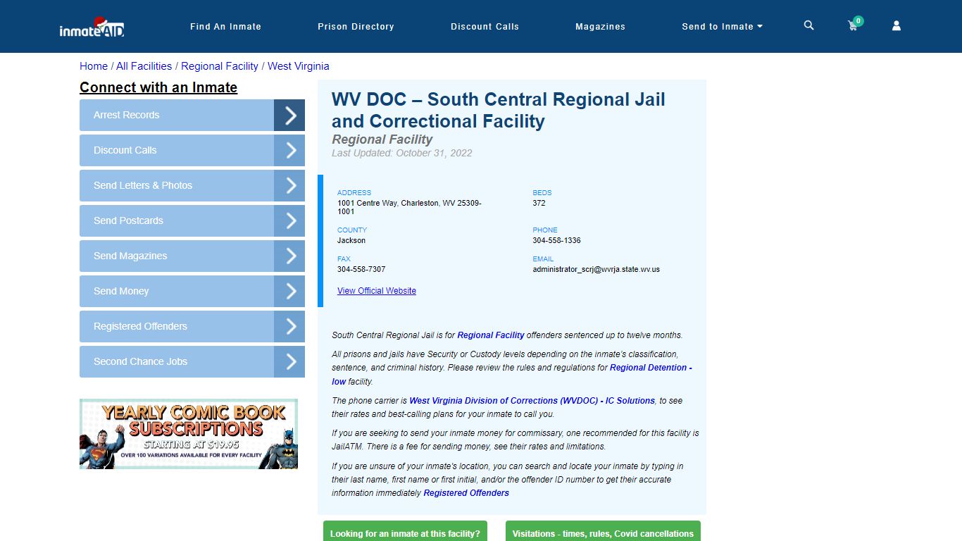 WV DOC – South Central Regional Jail and Correctional Facility - Inmate ...